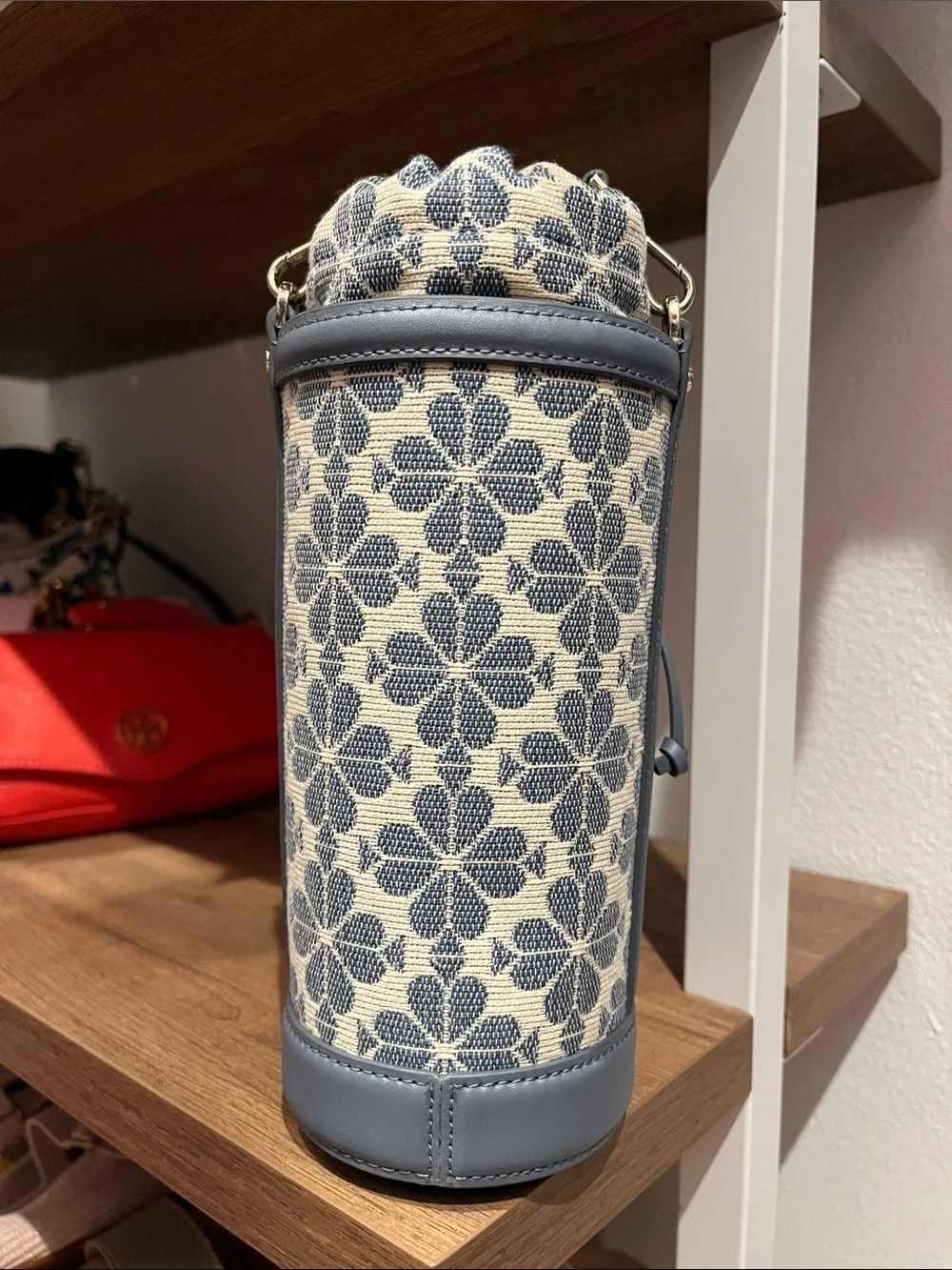 Kate Spade Spade Flower Jacquard Water Bottle Crossbody Holder Light Blue